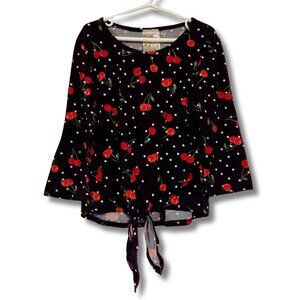 JENNA & JESSIE Little girl's cherry polka dot long-sleeve top SMALL MEDIUM shirt